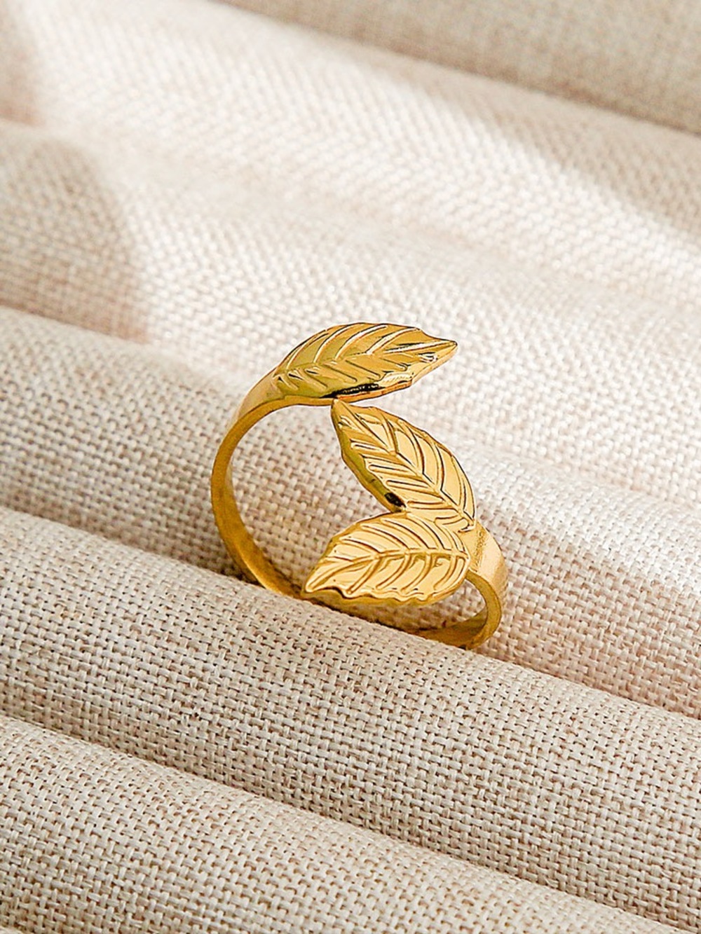 Delicate Gold Leaf Wrap Ring for Women
